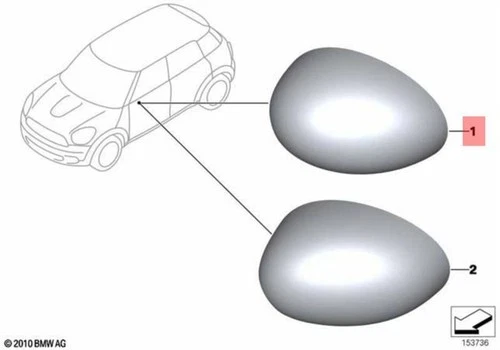 Genuine MINI Cooper JCW One R55 R56 R57 Mirror cover left chrome 51162753669