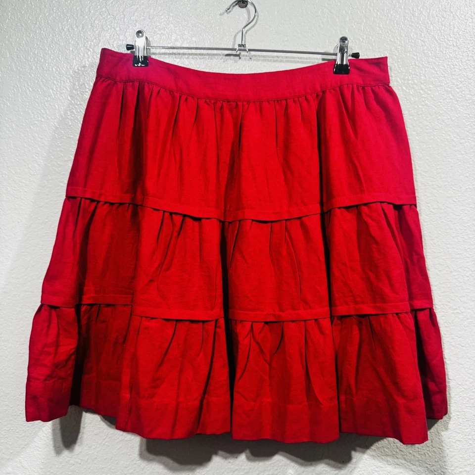 Falda Soft Surroundings Talisa de lino roja en capas talla grande Foto 3 de 4