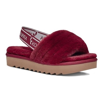 Koolaburra by UGG Fuzz'n II Women's Faux-Fur Slipper Sandals, Size: 10, Dark Red
