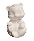 Fenton Bear Hand Painted "Violets In The Snow" Milk Glass, Signed By Artist Mint