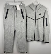 Men  s Sz M - Nike Sportswear Tech Fleece Grey Hoodie  Joggers Set Authentic New