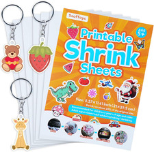 6 Sheets Printable Shrink Paper Sheets Plastic for Inkjet Printer, Shrink Art Pa