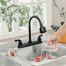 RV/Kitchen Sink Faucet Black 8inch Double Handle Pull Down Sprayer Swivel Mixer