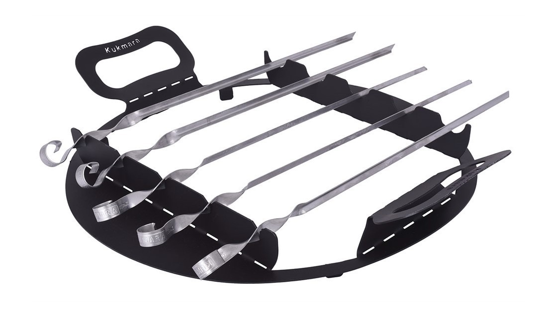 Kukmara Spießaufsatz für 12 L Utschak Feuer-Ofen 40cm 5 Spieße Kazan Kugel-Grill