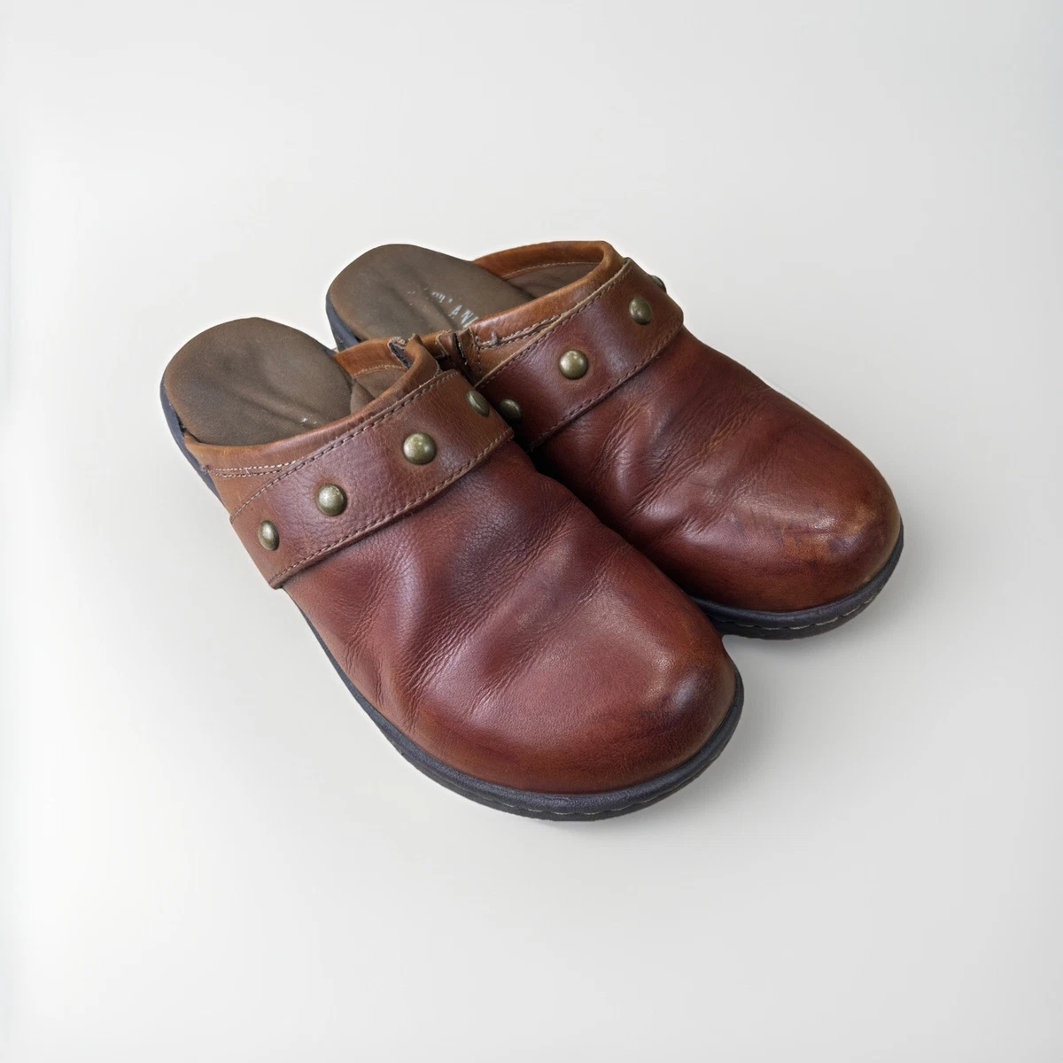 Eastland Vintage Shoes Womens 8M Casual Slip On‎ Mule Clogs Brown Leather Wedge EASTLAND Shoes Womens Sz 7.5M Brown Leather | Mercari main image 4