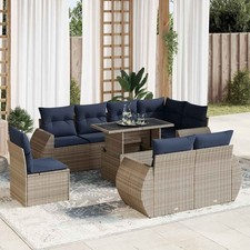 Salon de Jardin avec Coussins Canapé Balcon 9pcs Résine Tressée Acacia vidaXL