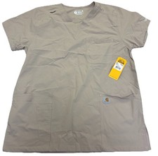 Carhartt Force Women's Scrub Top Modern Fit V-Neck Khaki Tan Size Medium NWT