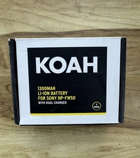 KOAH PRO Rechargeable 1300mAh Battery (2-Pack) and Dual Charger for Sony NP-FW50