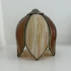 Vintage slag glass Tiffany style lamp lampshade light tulip petal brass edge