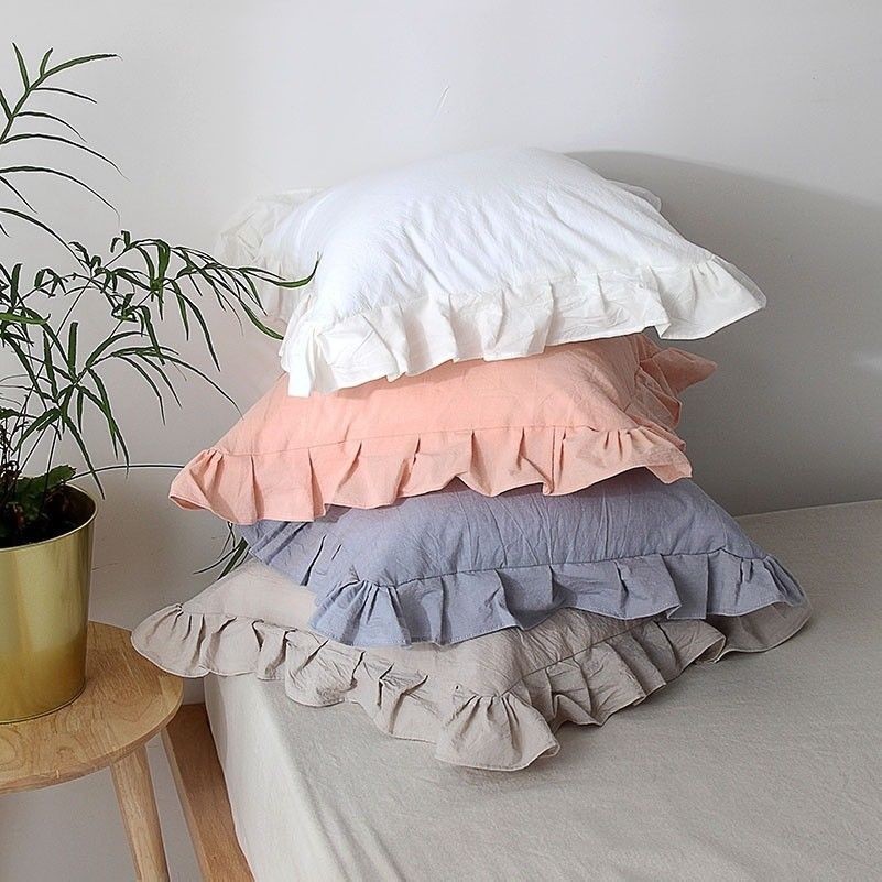 Throw Pillow Cover Cushion Case Ruffle Cotton Soft Sofa Chair Bed Home Decor New-image