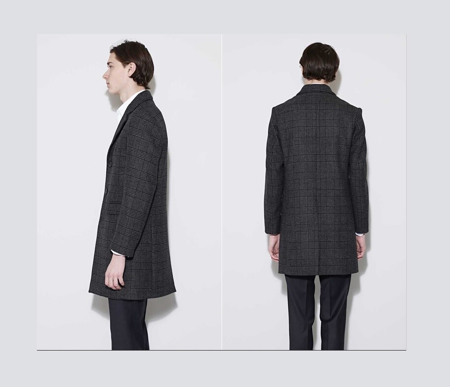 Mackintosh Stanley Wool Overcoat in Glen Check, size UK 44 - New