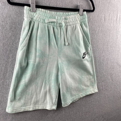 Nike Sweat Shorts Boys XL Green Tie Dye Cotton Blend Drawstring Stretch Waist - Picture 3 of 19