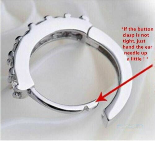 Shiny 925 Sterling Silver CZ Crystal Hoop Circle Huggie Earrings Women Girl Gift - Picture 8 of 10