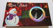 Christmas Love Pearl- Snowman Necklace  Pendant- genuine pearl in oyster