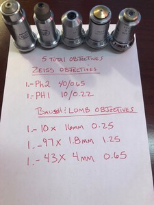 ZEISS-BAUSCH-LOMB-MICROSCOPE-OBJECTIVE-LOT-Of-5