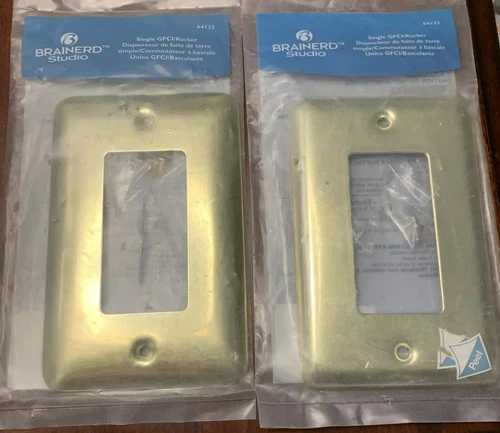 TWO (2) Brainerd Studio Single GFCI/Rocker Plated Brass