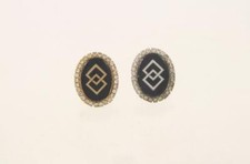 His Hers Vintage Oval Rhinestone Western Rockabilly Square Dance Scarf Slide