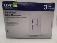 LEVITON 06672-3PW DECORA SURESLIDE LED/CFL SLIDE-TO-OFF DIMMER WHITE 3-PACK