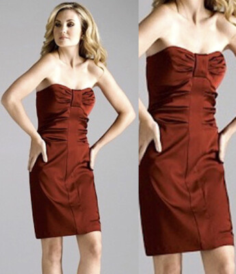 Antonio Melani Aubergine Red Stretch Sateen Strapless Cocktail Dress | eBay Antonio Melani Aubergine Red Stretch Sateen Strapless Cocktail Dress | eBay