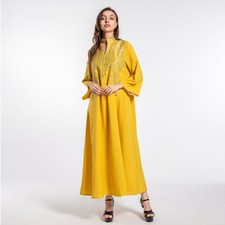 2022 Muslim Women Long Sleeve Maxi Dress Abaya Kaftan Robe Arab Robe Islamic