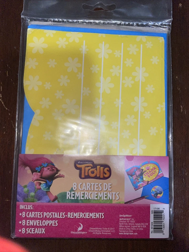 Amscan Trolls La Película Notas de Gracias 16 Piezas Suministros para Fiesta de Cumpleaños Foto 3 de 3