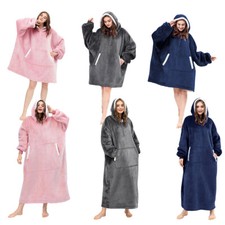 Wearable Hoodie Blanket Hooded Fleece Sweatshirt Oversized for Women Men Adults