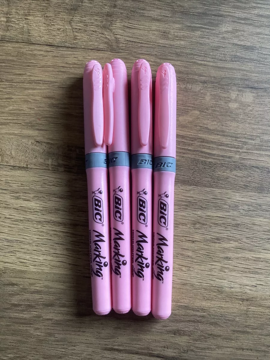 Bic Marking Highlighter Grip, Pink Pastel Highlighters, PKT 4, Brand New.