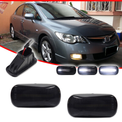 For Honda Civic Acura RSX Integra Sequential White LED Fender Side