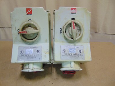2 Pcs Mennekes Pin & Sleeve Interlock Switched Electrical Receptacle On Off