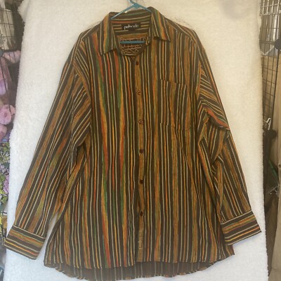 Pelle Pelle Button Down Mens Long Sleeve Dress Shirt Size 2XL Striped Soda Club
