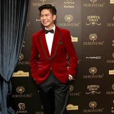 Men Red Smoking Jackets Piping Elegant Luxury Designer Party Wear Blazer Coats