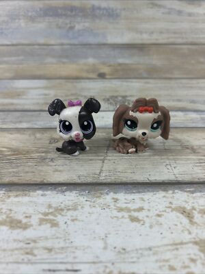 LPS #2130 LHASA APSO Dog & #4080 Brunella Wagmire Blk & White Bulldog