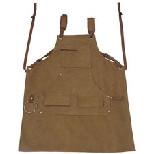 Long Heavy Duty Canvas Tool Apron, Fully Adjustable, Unisex, Comfort Fit,Unwaxed