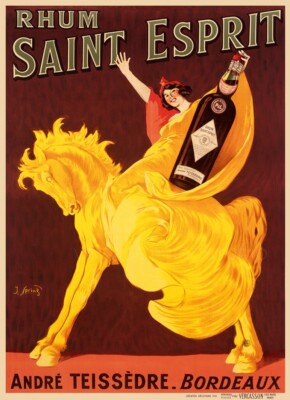 French Rhum Saint Esprit 1919 Vintage Liquor Horse Giclee Canvas Print 20x28