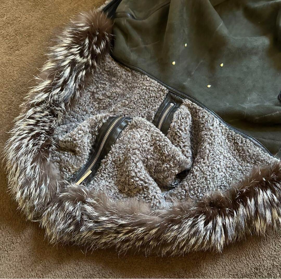 Cappotto reversibile Yves Salomon 2 vie mouton pelliccia boa lungo taglia 38 M con cibo