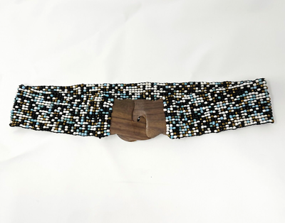 Novica Collection Indonesia Blue White Black Bronze Beaded 