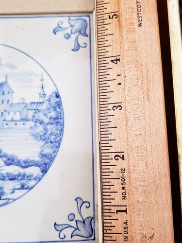 Vintage/ANTQ. COPPIA ARTE PIASTRELLE TRANSFERWARE RICHARD GINORI CON CORNICE ITALIA~BLU E BIANCO - Foto 6 di 12