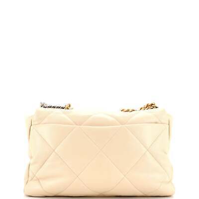 Chanel 19 Flap Bag Quilted Leather Maxi Neutral