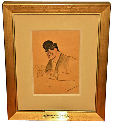 GEORGES ALFRED BOTTINI Original Signed Cash Collector Gangster Portrait Painting