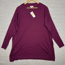 NEW Style & Co Winestone Sz M V-Neck Oversized Sweater Purple Fairy Cottage