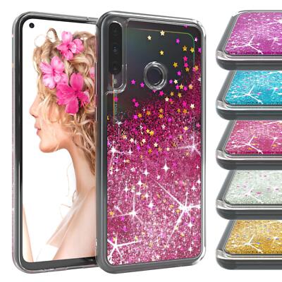 EAZY CASE Huawei P40 Lite E Glitzer Hülle Flüssig Silikon Handyhülle Tasche TPU