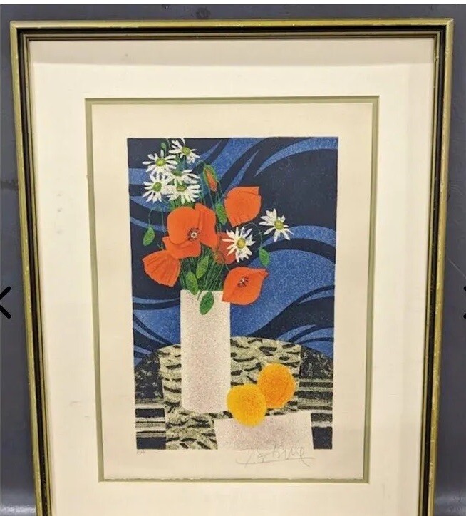 Yves Ganne Flowers & Fruit Artists Proof Vintage Signed Lithograph