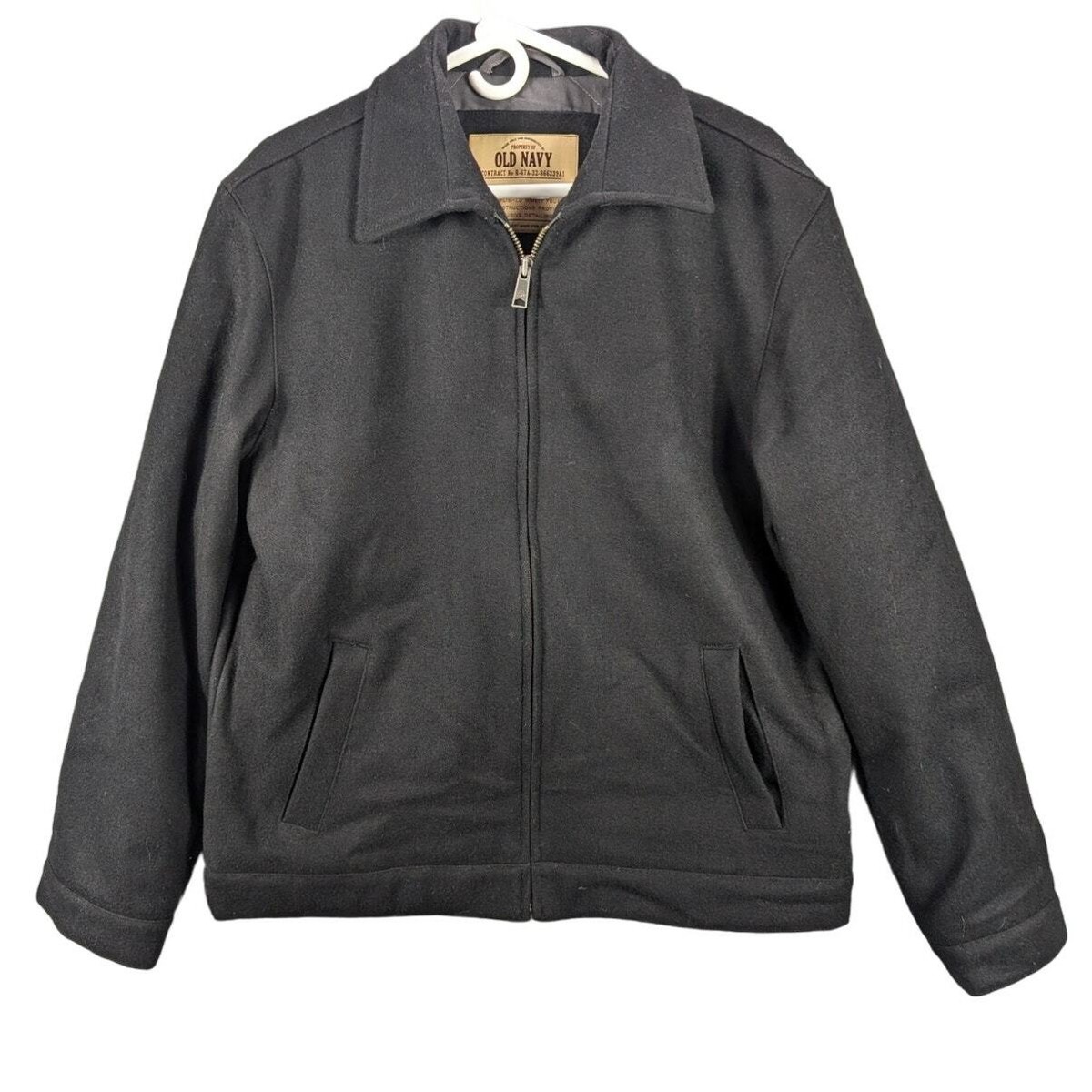 Old Navy Wool Coat Mens Medium Black Classic Durable Grandpa