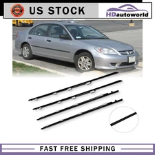 For 2001-2005 Honda Civic 4 Door Weatherstrip Window Moulding Trim Seal Belt4pc