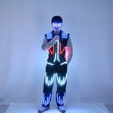 Colorful Changes LED RGB Robots DJ Party Jacket Costume Outfits W/Glow Glasse