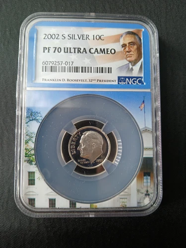2002 S Silver Roosevelt Dime NGC PF70 Ultra Cameo - White House Core