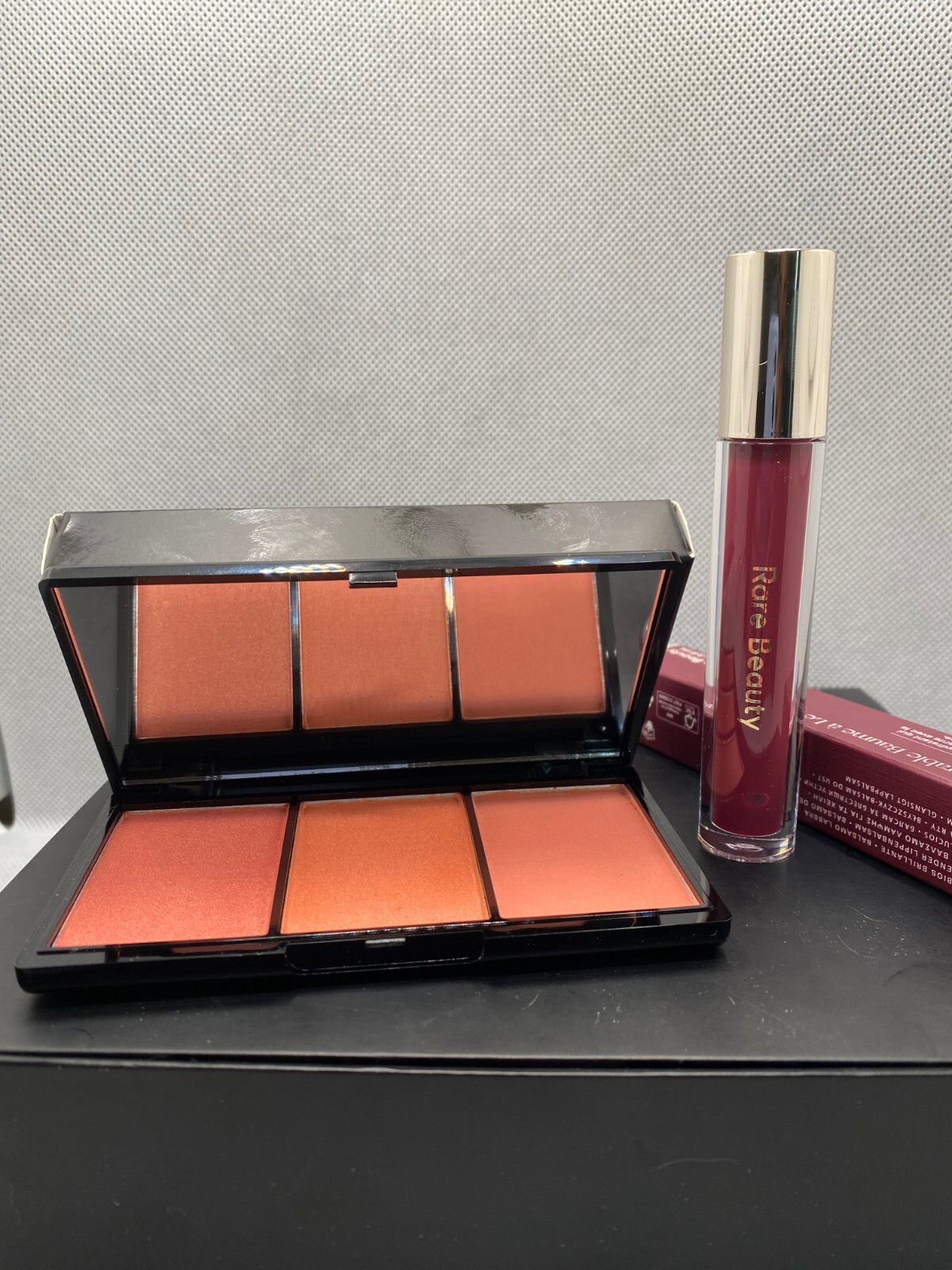 RARE BEAUTY Glossy Lip Balm Nearly Mauve 0.12oz & K VOSS Blushing...SEE