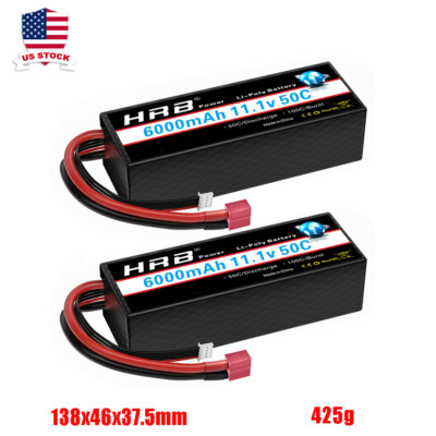 2x HRB 6000mAh 3S Hardcase Lipo Battery 11.1V 50C 100C for RC Car Truck Boat