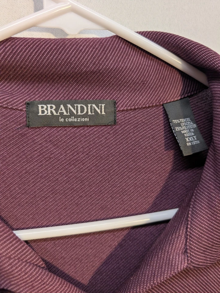 Brandini Polo Shirt Mens XXL Purple Long Sleeve Collared Acrylic Preppy - Image 3 of 4