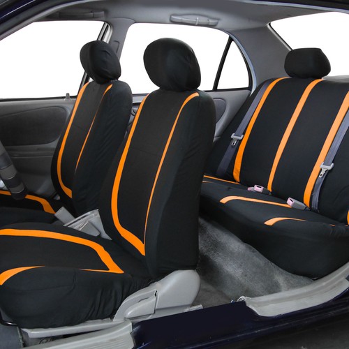 Nero Arancione Auto Sedile Cover Con Nero Gomma Pavimento Tappetini per Auto - Foto 2 di 8